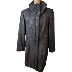 Calvin klein black and‎ metallic tweed wool blend walking coat plus size 14 New
